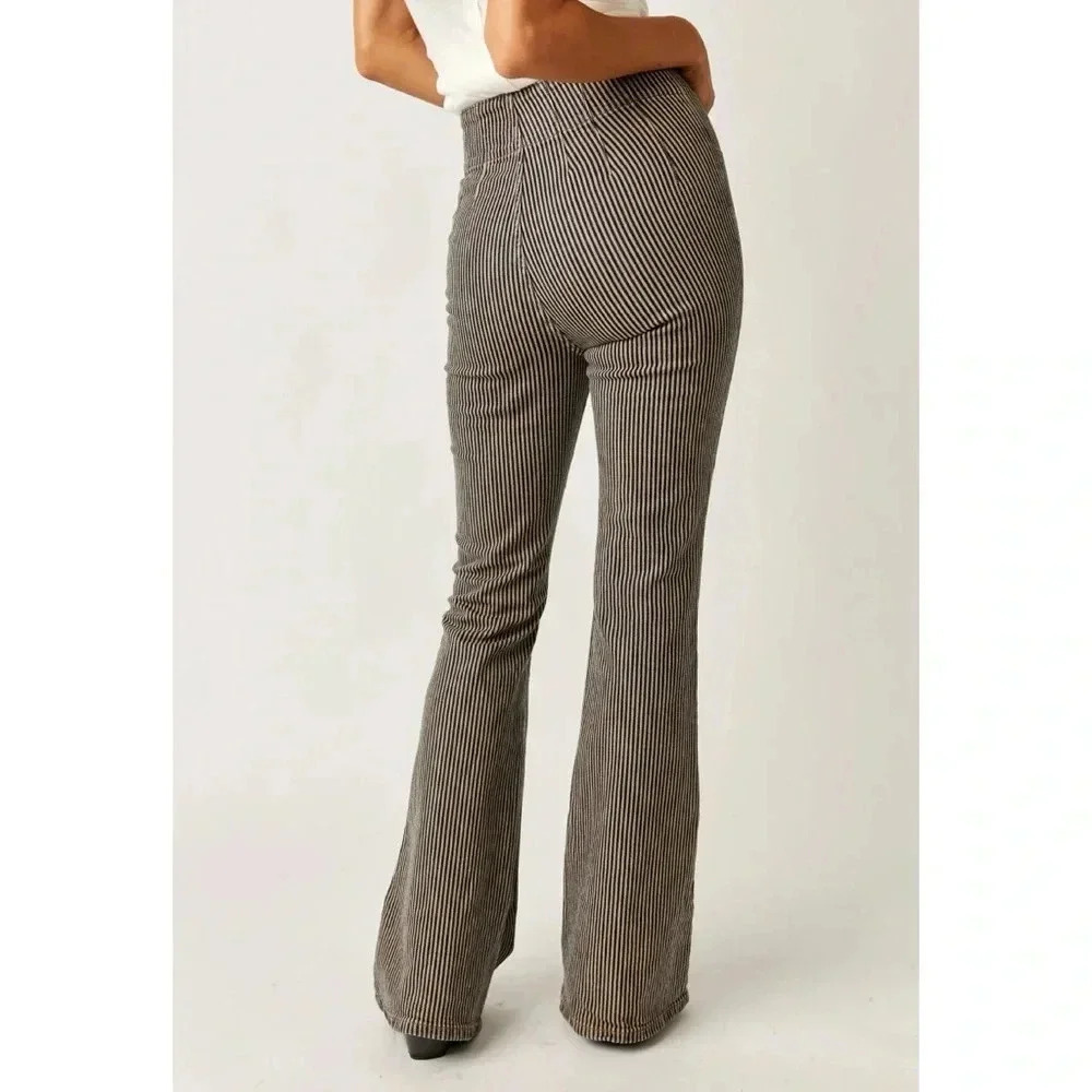 NWT Free People Jayde Flare Jeans Railroad Stripe 24 - Picture 7 of 16